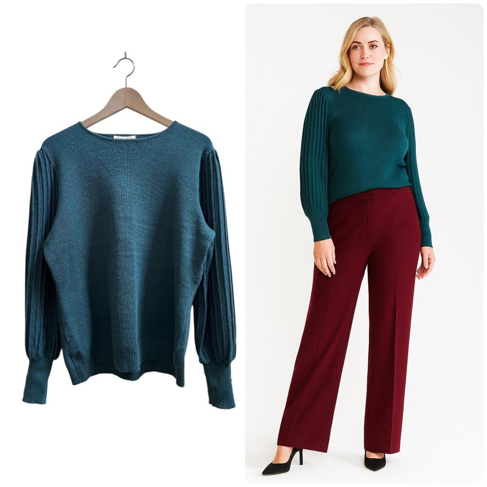 Nanette Lepore New Knit Evergreen Long Sleeve Sweater Top Size 1X Sparkle
